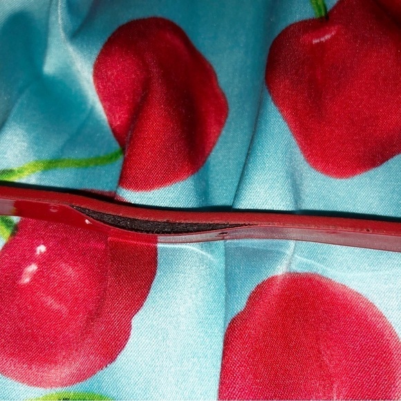 Teeze Me Blue and Red Cherry Strapless Dress Size 9 - Picture 9 of 12